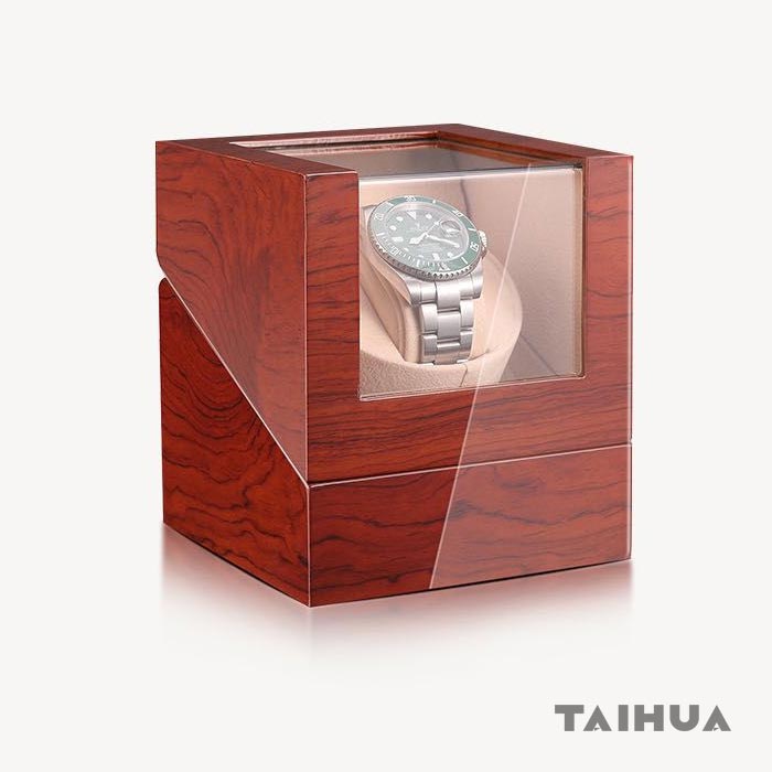Wooden AC / Battery Powered Single Watch Winder Box With Cover