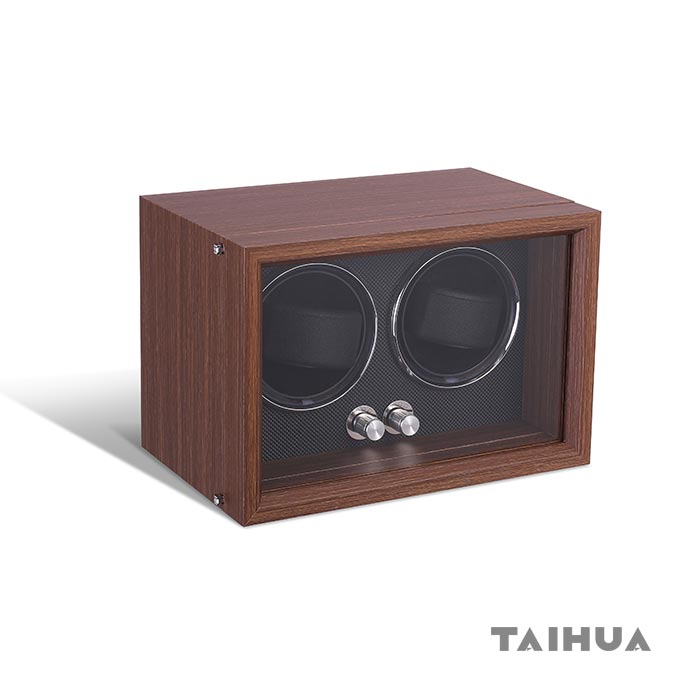 Boxy Wooden Automatic Watch Double Winder Box
