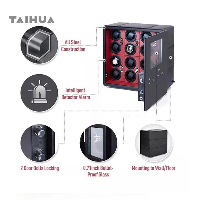 Small Safe with Watch Winder with Microfiber Leather Touch Screen LCD Light